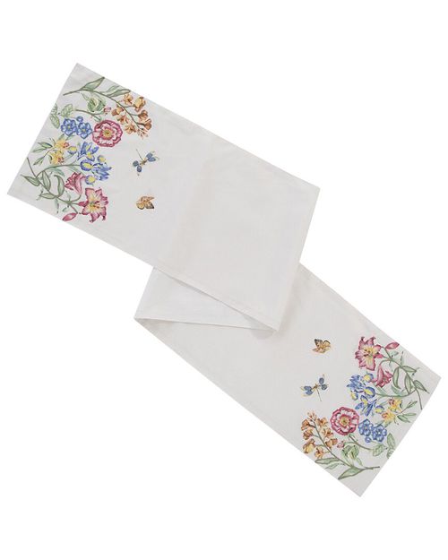 Butterfly Meadow Garden Embroidered Runner
