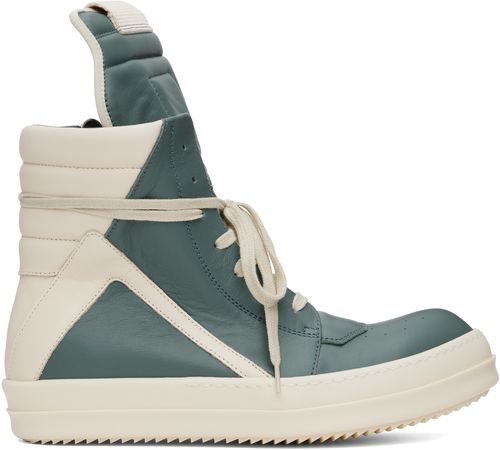 Rick Owens Blue & Off-White Hollywood Geobasket Sneakers