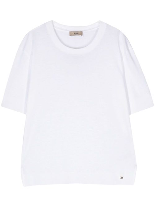 Fine-knit short-sleeved jumper - White