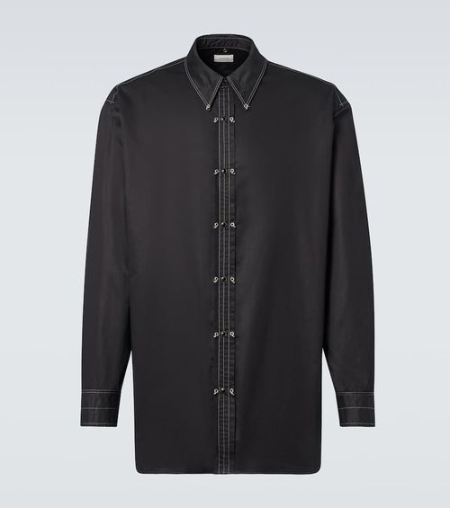 Embellished cotton satin shirt