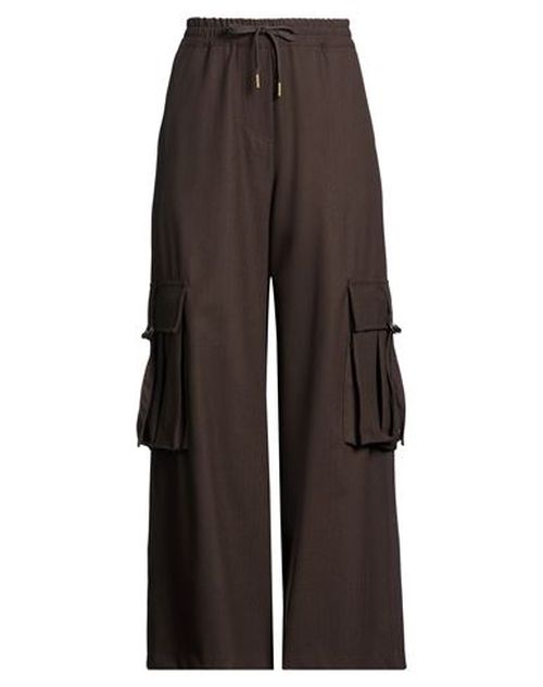 Woman Pants Dark brown Size M Polyester, Viscose, Elastomultiester