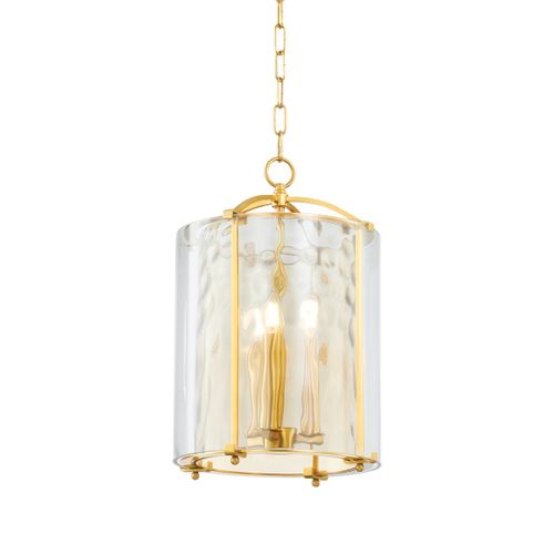 Aged Brass Three Light Lantern from the Ramsey Collection