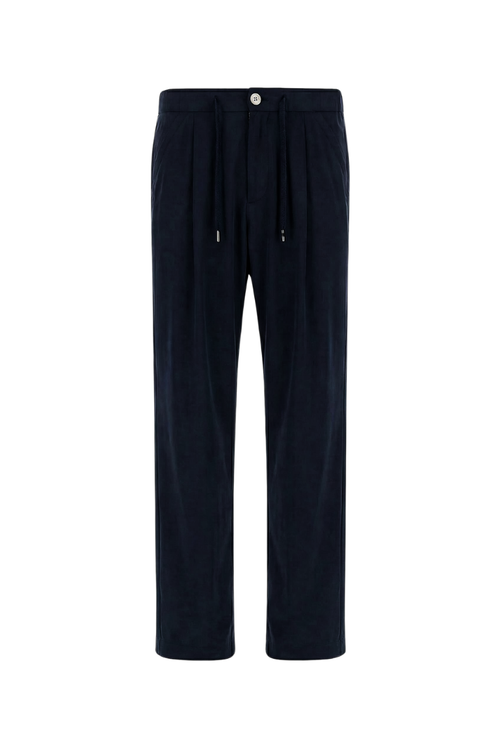 Pleated Drawstring Joggers — Black
