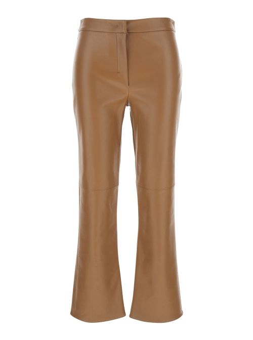 Flared Ecoleather Trousers — Brown
