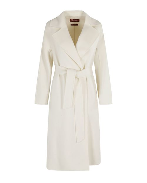 White Notched Lapel Trench Coat