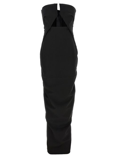 Wool Off-Shoulder Dress — Black