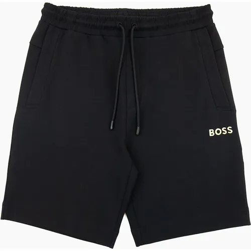 Men's Hugo Boss Headlo 1 Embroidered Logo Shorts Black 001
