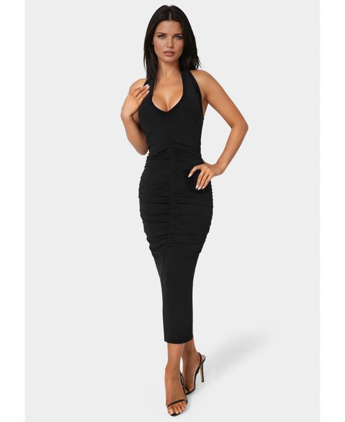 bebe halter maxi dress Bebe Women's Halter Tiered Lace Midi Dress