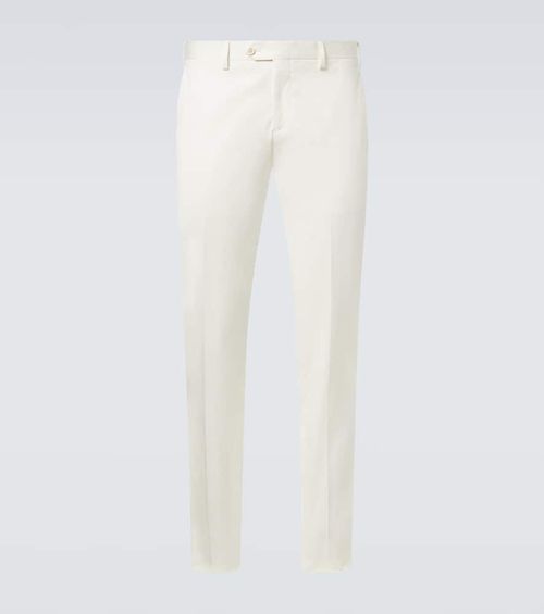 Mid-rise cotton slim pants