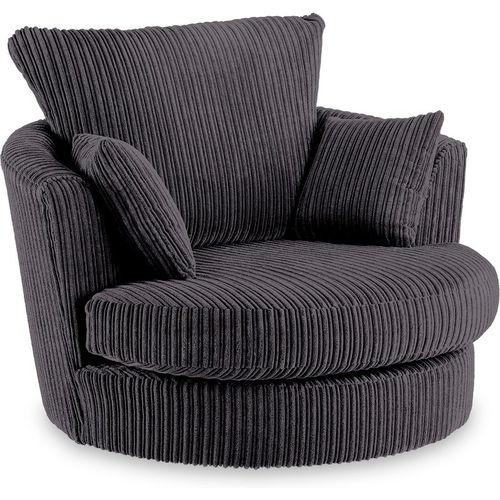 Bletchley Jumbo Cord Fabric Swivel Arm Chair | Roseland