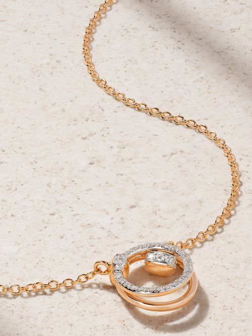 Together Rhodium-plated 18-karat Rose Gold Diamond Necklace - One size