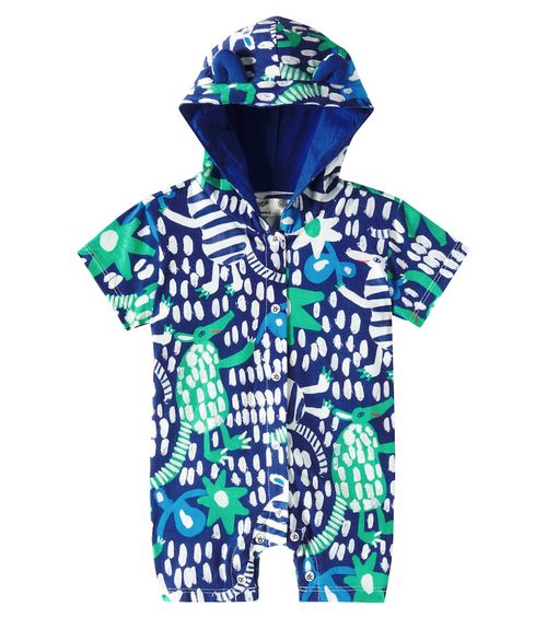 Fábula Baby printed hooded cotton jersey playsuit