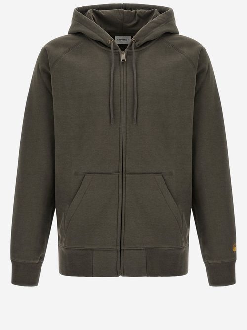 Cotton-Blend Zip Hoodie — Green