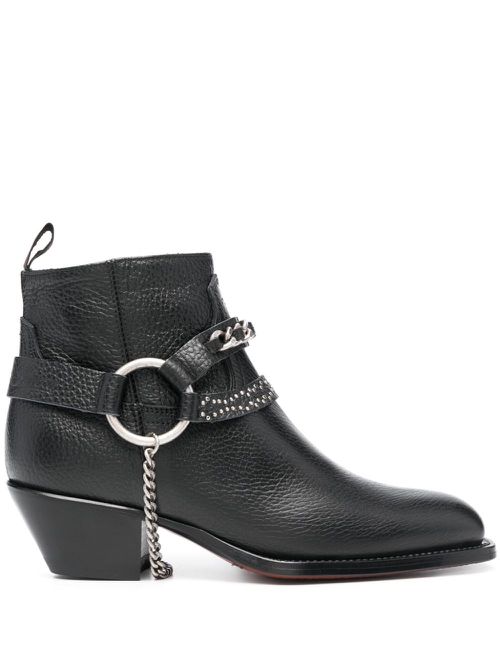 50mm chain-embellished leather boots