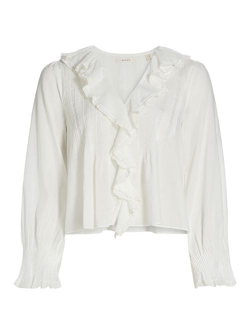 Women's Hardy Pintuck Cotton Shawl-Collar Blouse - Salt