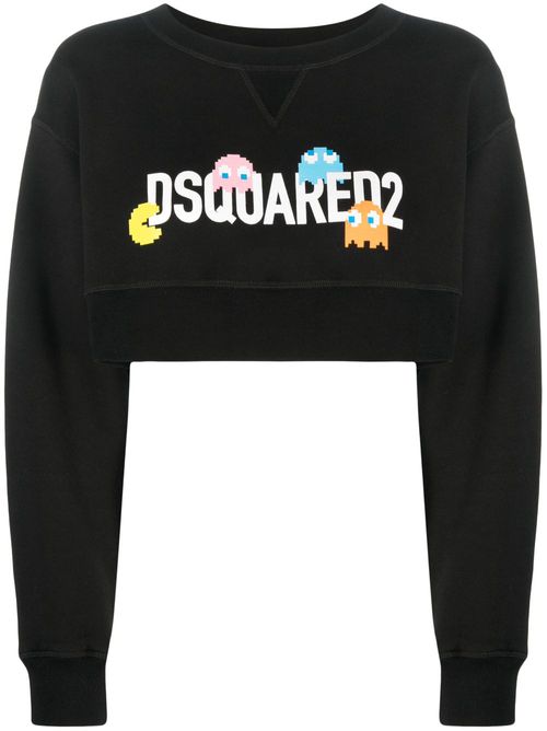 Logo-print cropped sweartshirt - Black