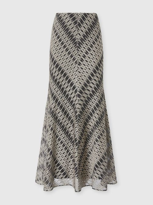 Missoni - 3D Diamond Mixed Viscose Long Skirt, Women, Green& Brown