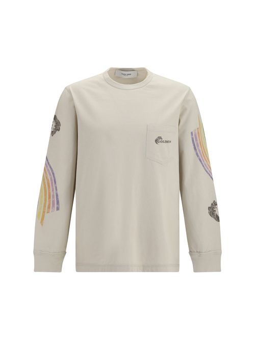 Asymmetric Print Sweatshirt — Beige