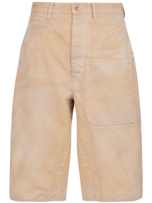 High-waisted cotton shorts - Neutrals