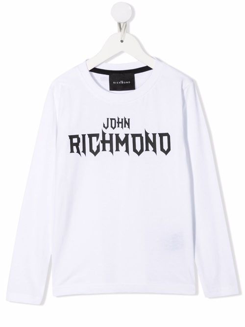 Logo print long sleeved T-shirt - White