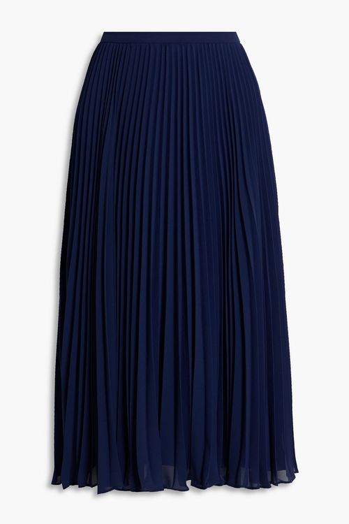 Pleated chiffon midi skirt - Blue - US 6