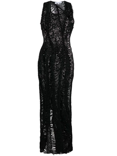 Kapok open-knit maxi dress - Black