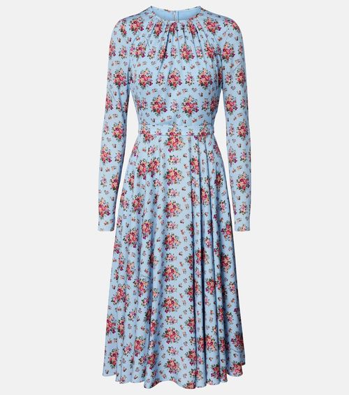 Floral silk-blend midi dress
