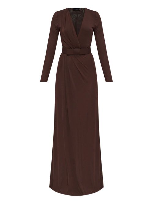 V-neck dress - Brown