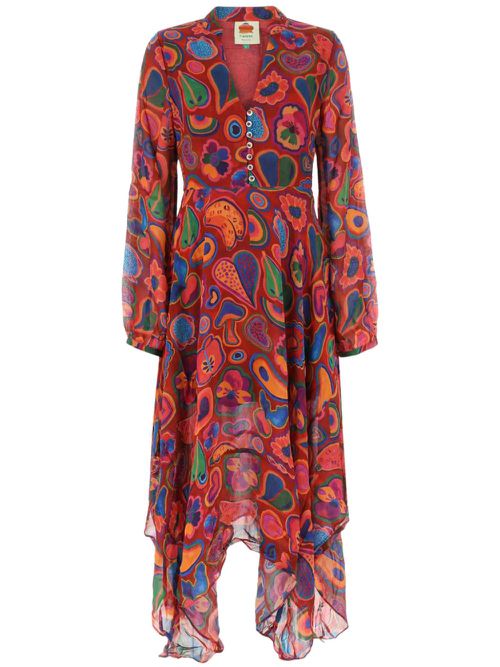 Graphic-print dress - Red