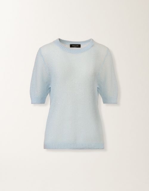 Mohair sweater with sequins, aqua