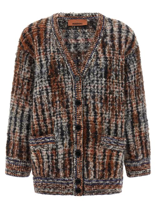 Patterned Wool Bouclé Cardigan — Multicolor