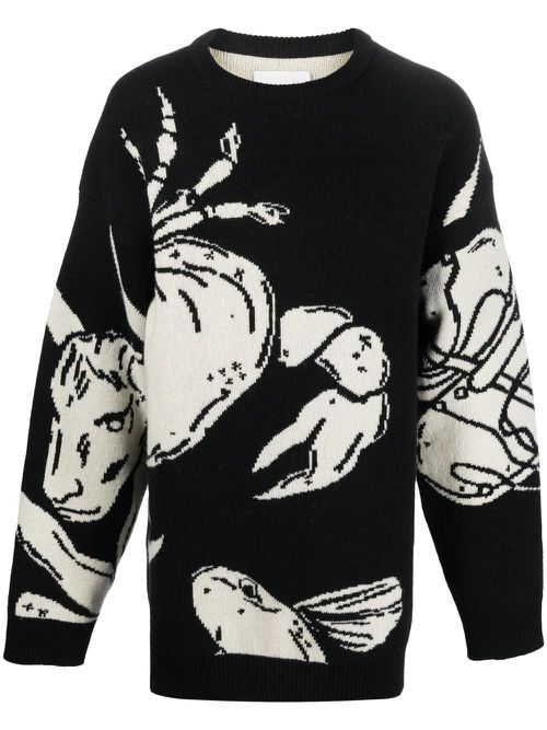 Intarsia-knit jumper - Black