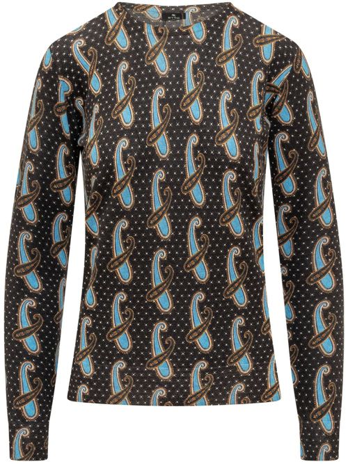 Abstract-print jumper - Blue