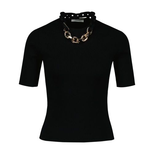 Chain-Detailed Cotton Cardigan — Black