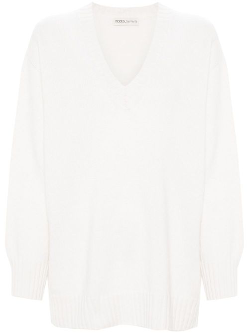 V-neck fine-knit jumper - Neutrals