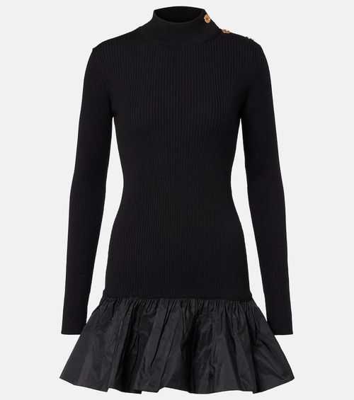 Ruffled wool minidress