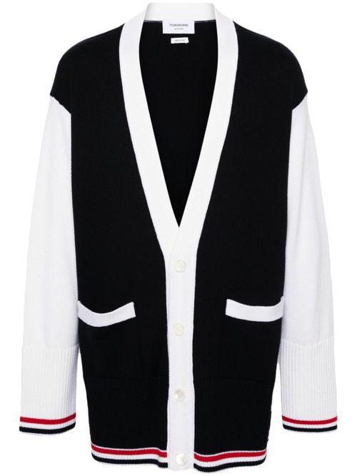 Colourblock virgin-wool cardigan - Blue