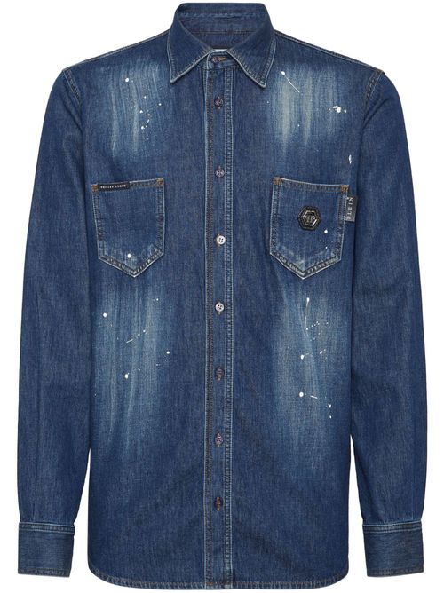 Denim long-sleeved shirt - Blue