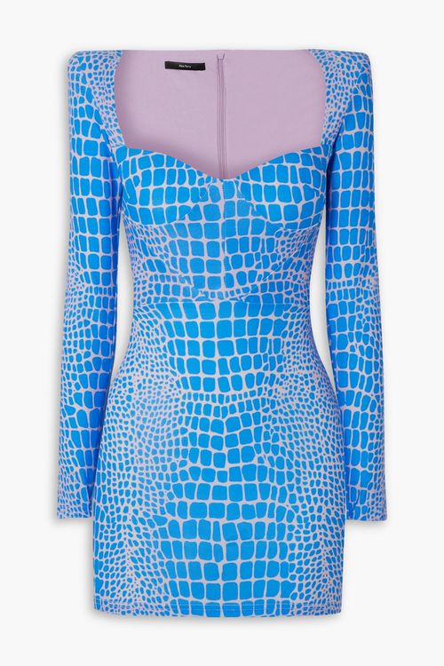 Howell printed stretch-jersey mini dress - Blue - UK 16