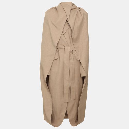 Aleksandre Akhalkatsishvili Beige Gabardine Belted Cape Coat