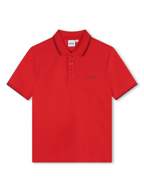Logo-print piqué-weave polo shirt - Red