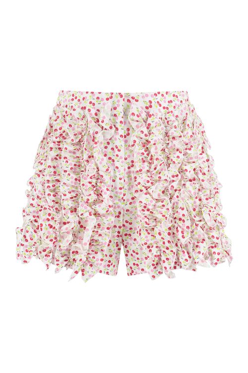 Women's Printed Cotton Shorts with Front Ruffles