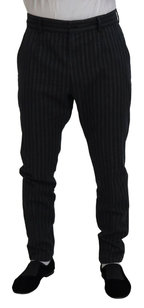 Striped Cotton-Wool Trousers — Gray