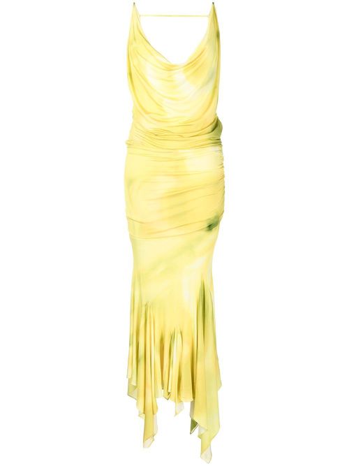 Tie-dye ruched dress - Yellow