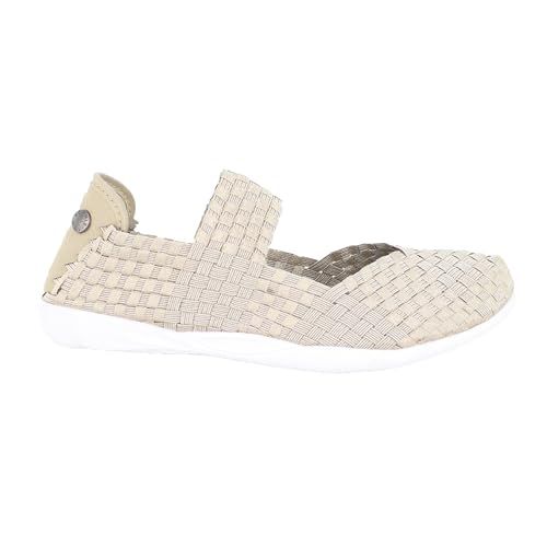 Bernie Mev Women’s Prima Woven Mary Jane Comfort Flats Shoes (Black, US Footwear