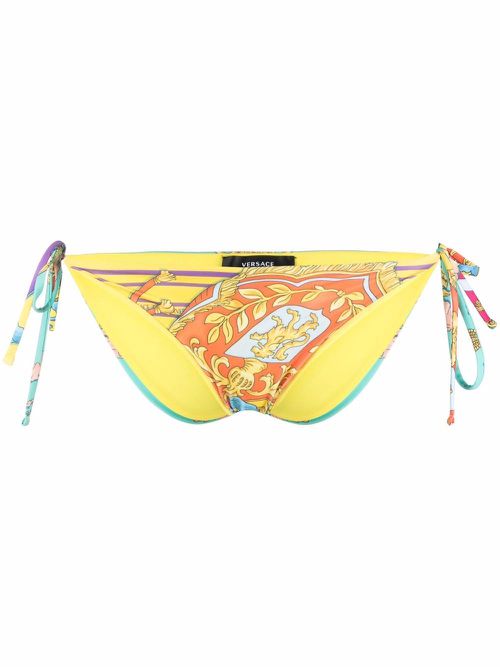 Baroque pattern-print bikini bottoms - Yellow