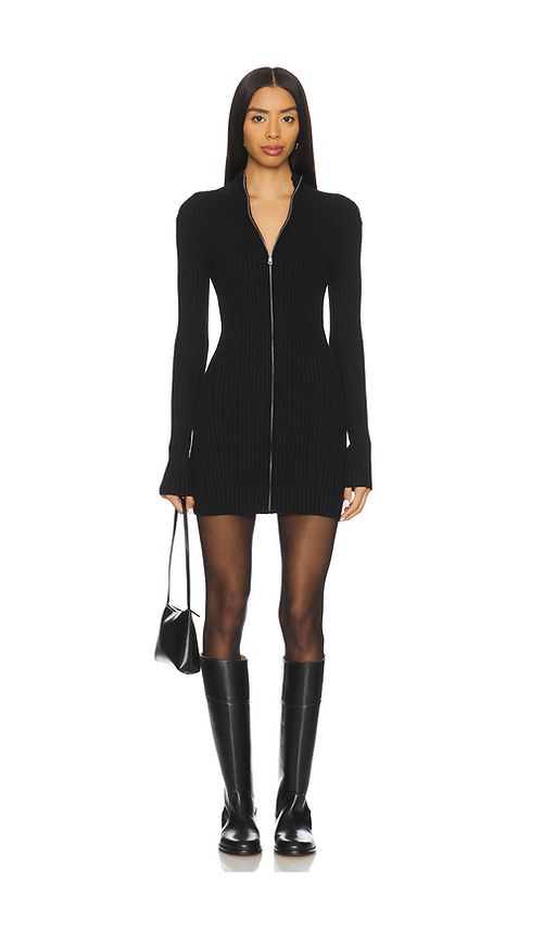 Lovers and Friends Zenni Zip Front Mini Dress in Black. L. Also in XS, XXS