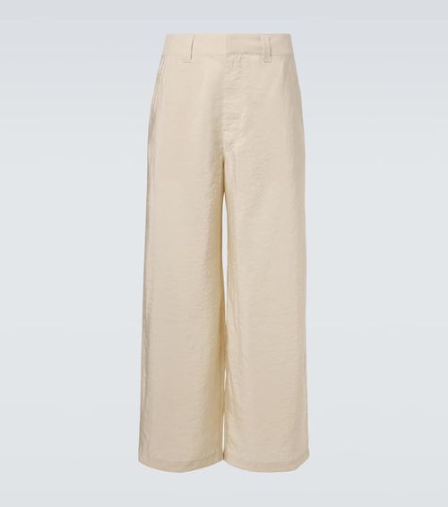 Silk-blend wide-leg pants