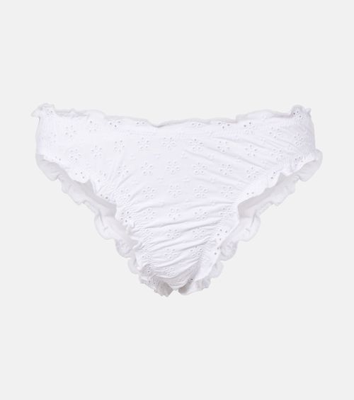 Broderie anglaise ruffled bikini bottoms