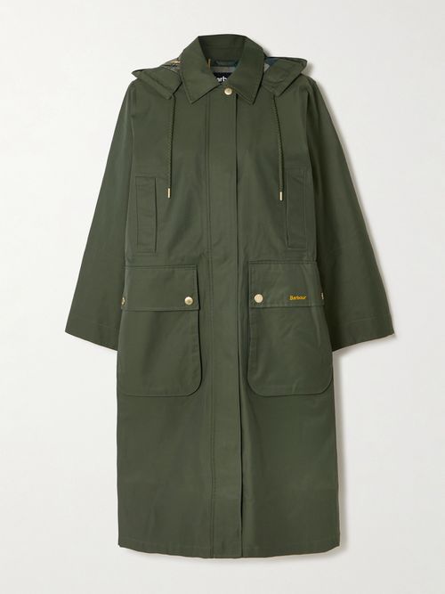 Maude Hooded Waxed Cotton-blend Coat - Green
